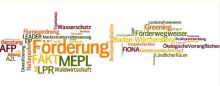 Förderprogramme für Landwirtschaft und ländlichen Raum Wortwolke aus verschiedenen Begriffen zum Thema Förderung; Bild LEL