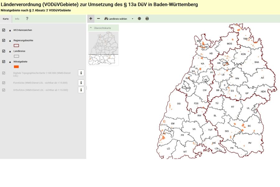 LEL Maps, Länderverordung VODüVGebiete